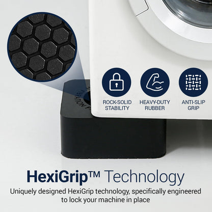 Anti Vibration Pads for Washing Machine and Dryer (Set of 4) - Washer Anti Vibration Pads with HexiGrip™ - Washing Machine Accessories & Leveling Pads - Vibration Dampening Mat