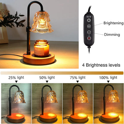 ANFOOS Candle Warmer Lamp with Timer and Dimmer, Adjustable Height Flameless Wax Melter for Jar Candles, 4-Level Brightness Control Electric Candle Warmer with 2 Bulbs, Home Decor Gift