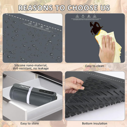 Warming Mat for Food,36"x16" Large Food Warmer Mats for Countertop (Gray)