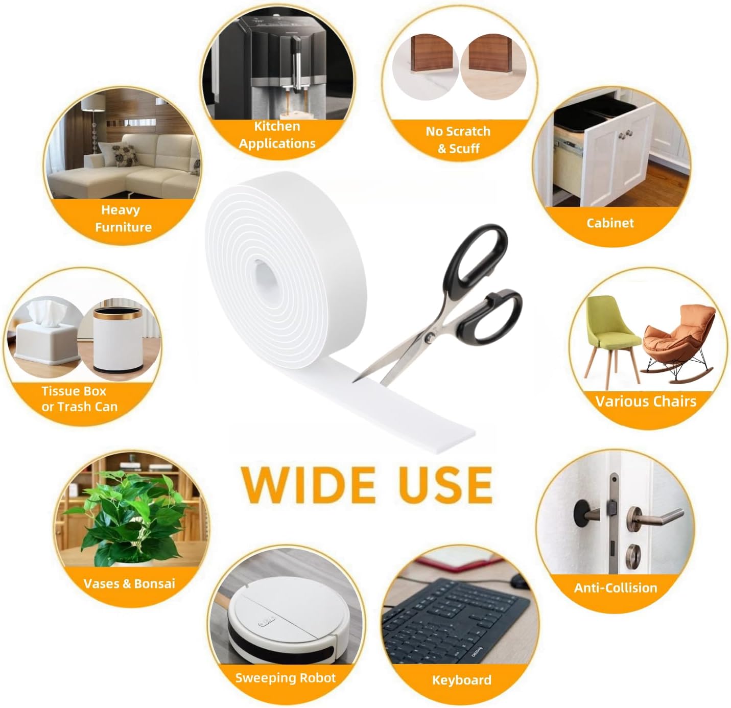 Felt Strips with Adhesive Backing Heavy Duty Cuttable Felt Tape Roll Furniture Pads for Chair Legs - Protecting Hardwood Floors, Chair Wall Protector (Black, 80 x 0.5 x 0.14 Inch)