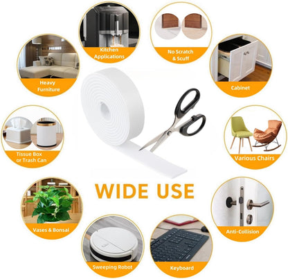 Felt Strips with Adhesive Backing Heavy Duty Cuttable Felt Tape Roll Furniture Pads for Chair Legs - Protecting Hardwood Floors, Chair Wall Protector (Black, 80 x 0.5 x 0.14 Inch)