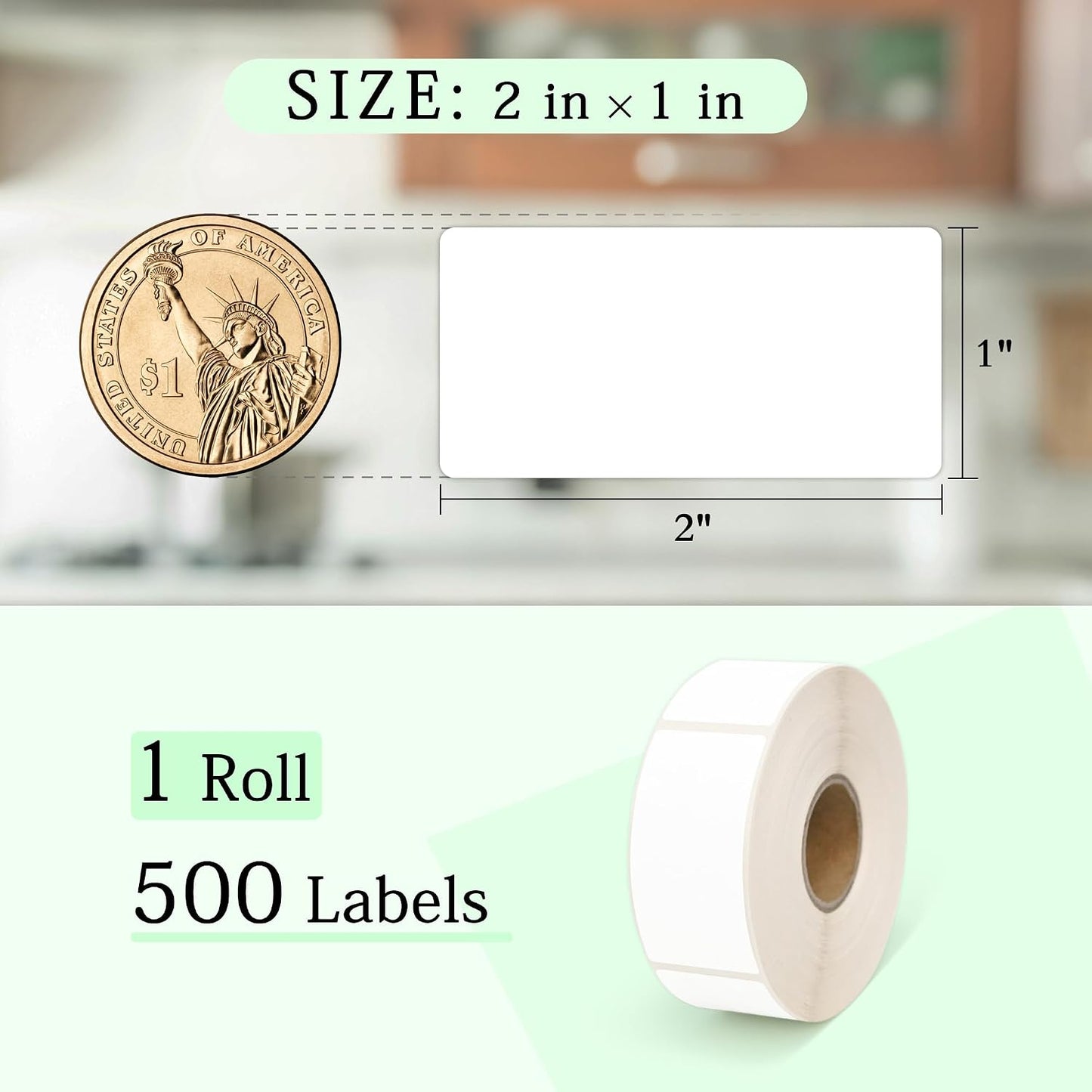 ESSENTIAL 500 Dissolvable Food Labels, 1 x 2 Inch Blank White | Dissolvable Canning Labels for Food Storage, Containers, Mason Jars, Freezer(1 Roll - 500 Labels)