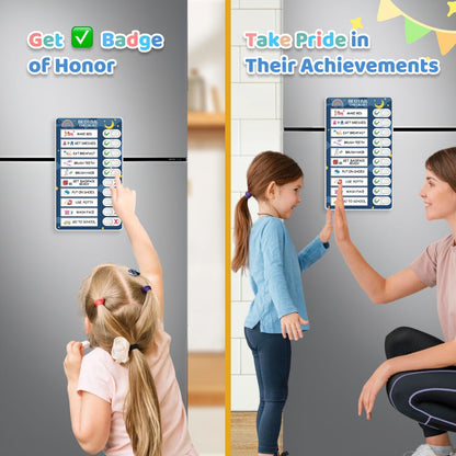2 in 1 Bedtime/Morning Routine Chart for Kids Toddlers, Magnetic Chore Chart for Kids, Cute Visual Schedule for Kids Schedule Board for Home, Kids Checklist to Do List ADHD Tools for Kids