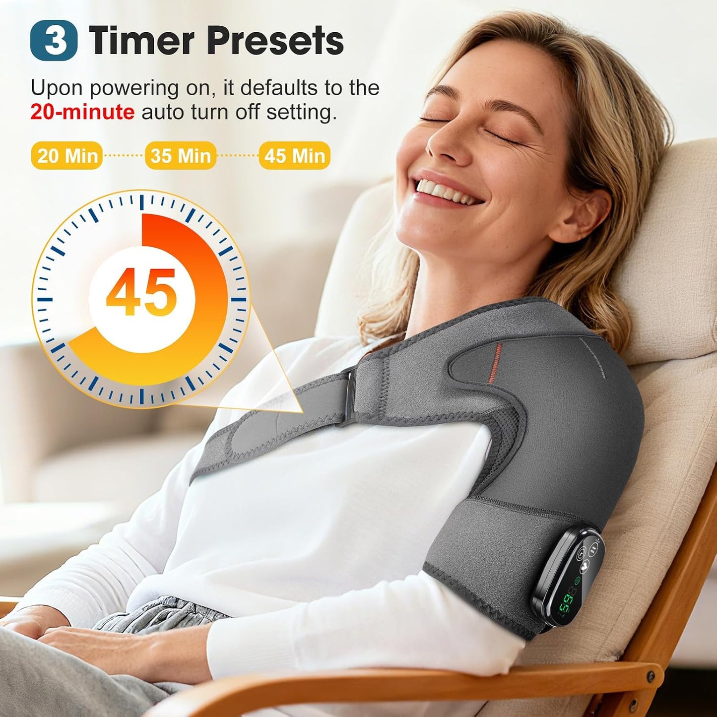 Upgraded Shoulder Heating Pad, Heated Shoulder Brace with 5 Heat Levels and 5 Vibration Modes for Men and Women Rotator Cuff, Arthritis and Frozen Shoulder Pain Relief