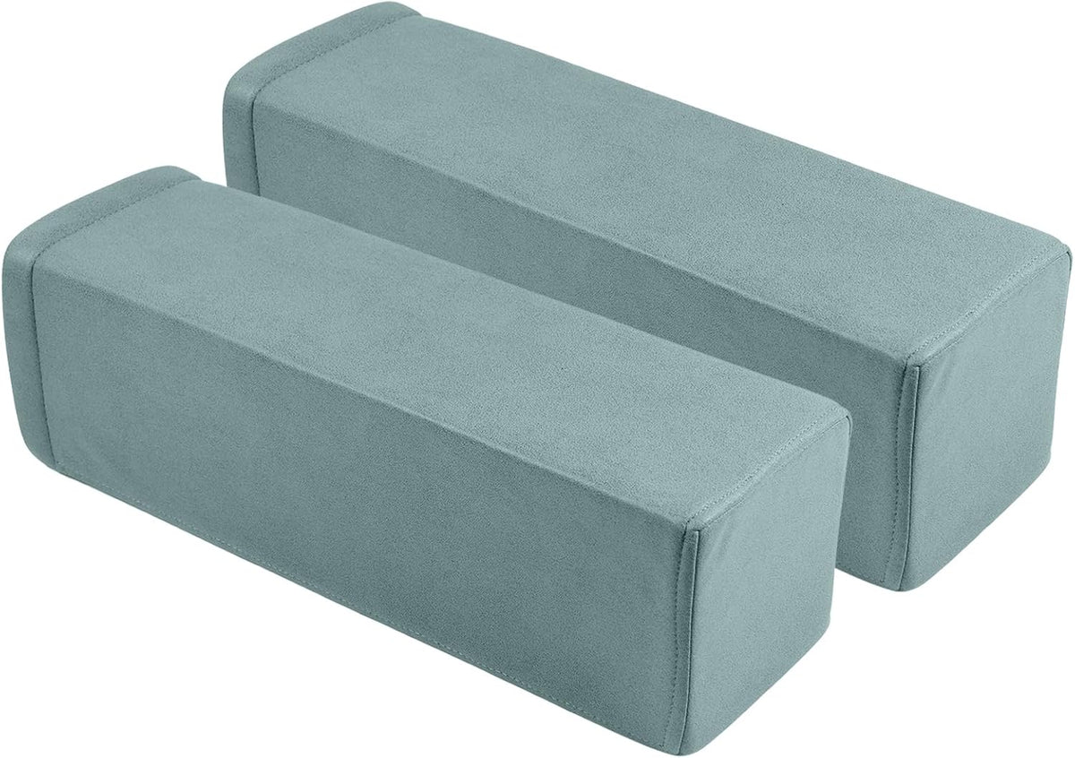 2 Pack Couch Arm Rest Pillow, 6''x6''x20'' Faux Leather Waterproof Cover, High Density Foam Armrest Cushion, Removable & Washable Elbow Support for Sofa, Bed, and Armchair (Medium Grey)