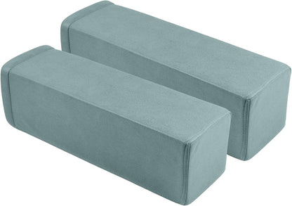 2 Pack Couch Arm Rest Pillow, 6''x6''x20'' Faux Leather Waterproof Cover, High Density Foam Armrest Cushion, Removable & Washable Elbow Support for Sofa, Bed, and Armchair (Medium Grey)