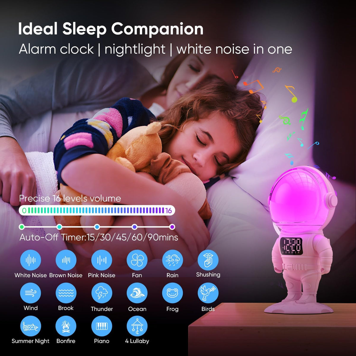 AFEXOA Astronaut Sunrise Alarm Clock with Wake Up Light for Kids