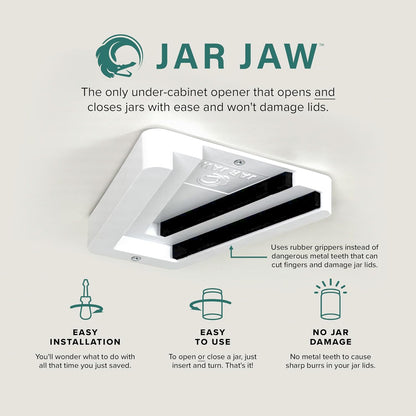 Jar Opener | Under Cabinet Jar Opener & Jar Closer for Weak Hands, Seniors, Arthritis, & One-Handed Use | Effortless Grip Jar, Bottle & Lid Opener | Kitchen Gadget Gift | Made in USA