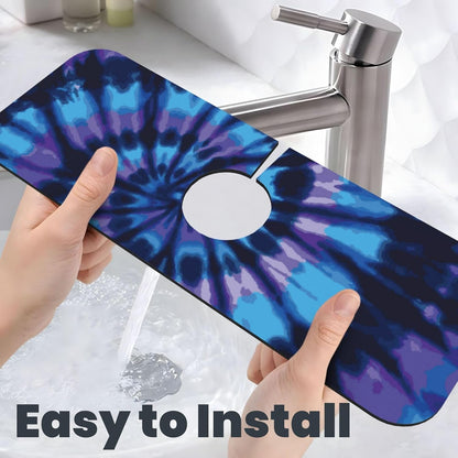 Aquamarine Blue Mexican Tiles Faucet Splash Guard Mat for Kitchen Sink 15x5.5" - Colors B