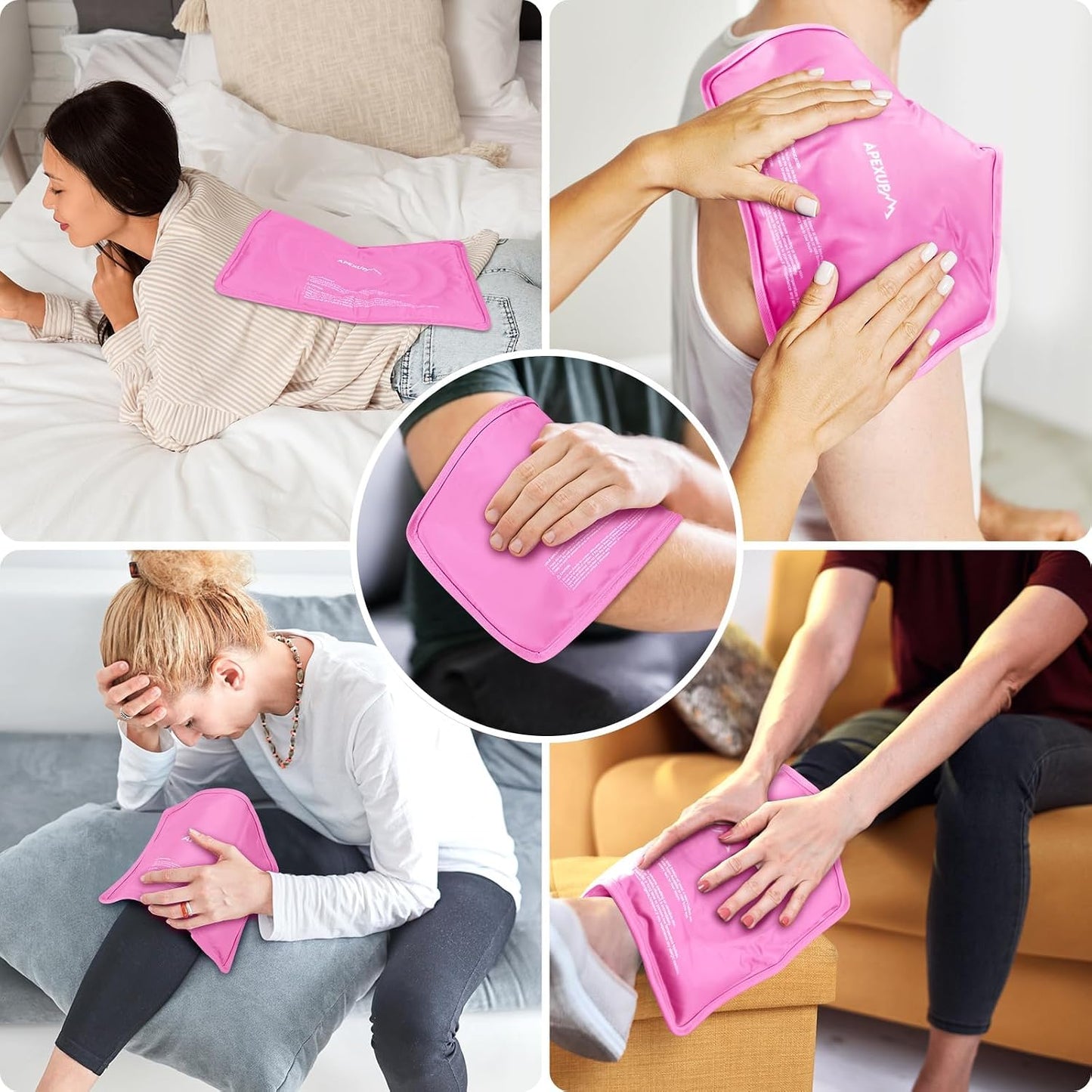 Gel Ice Packs for Injuries Reusable, Flexible Double Sided Cold Packs for Injuries, Ice Pack for Knee, Shoulder, Back, Hip, Leg, Arm (Blue, 8"x5.5", 1PK)