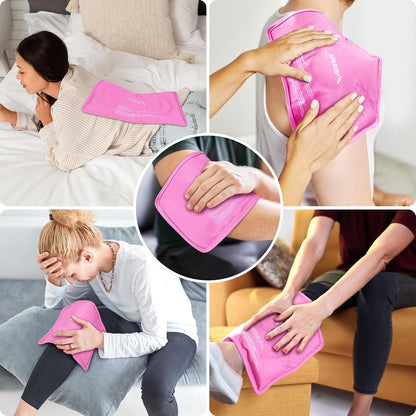Gel Ice Packs for Injuries Reusable, Flexible Double Sided Cold Packs for Injuries, Ice Pack for Knee, Shoulder, Back, Hip, Leg, Arm (Blue, 8"x5.5", 1PK)