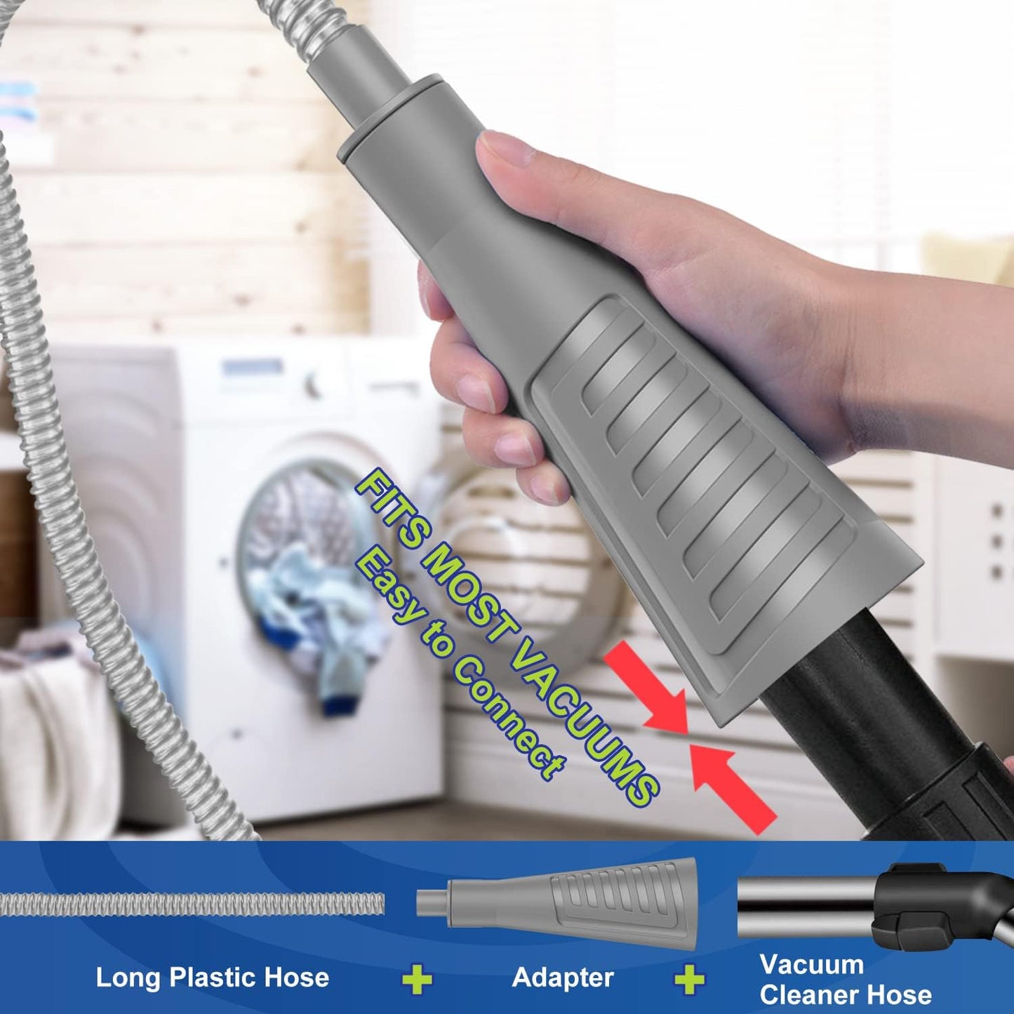 Sealegend 2 Pieces Dryer Vent Cleaner Kit Dryer Lint Vacuum Attachment Hose | Flexible Dryer Vent Vacuum Hose for Deep Cleaning/Lint Remover Kit with Guide Wire/Dryer Lint Trap Cleaner Ease of Use (Blue)