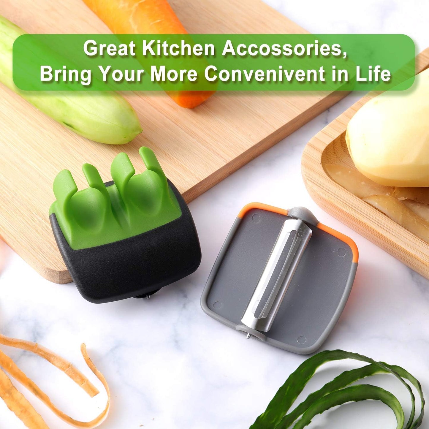 Mudder 4 Pieces Finger Vegetable Palm Peeler Kitchen Fruit Potato Peeler with Comfortable Rubber Finger Grip For Pumpkin Carrot Cucumber Potato