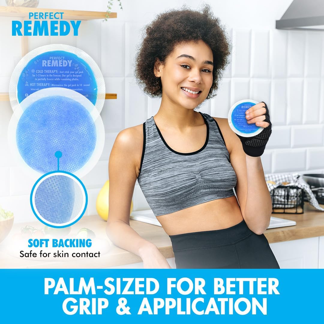 Perfect Remedy Gel Ice Packs for Injuries with Strap Cover, Flexible Hot Cold Compress, Soothing Soft Ice Packs for aid in Injuries Conditions, Alternative to Hot Water Bottles (Blue, Regular)