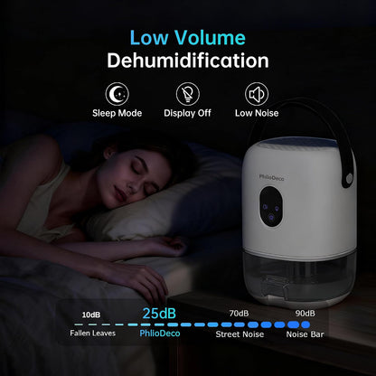 PHILODECO 35 OZ Dehumidifiers for Home(280 sq.ft), Ultra Quiet 25 dB for Bedroom & Bathroom with Auto Shut Off, Small Dehumidifiers for Closet, RV & Basement, 7 Colors LED Light, White