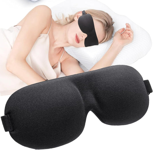 Soft 3D Blackout Sleep Eye Mask 1 Pack for Side Sleepers, Men，Women ，Adjustable Velcro, Night Blindfold,Travel Relaxation (Black)