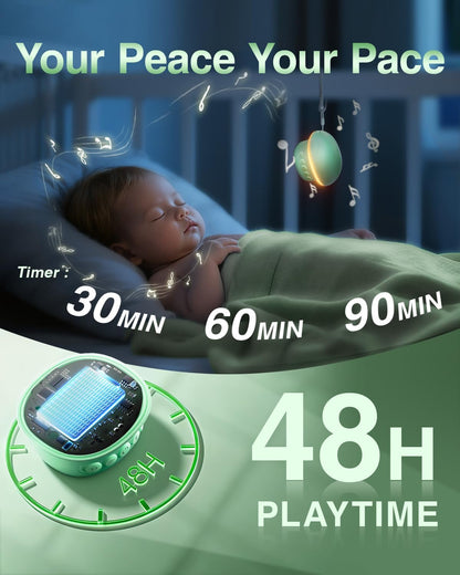 Portable White Noise Sound Machine for Baby Kids Adults, 20 Natural Soothing Sounds, 48H Battery Playback, 30 Volume Levels, 3 Timers, Memory Function & Soft Night Light for Sleep, Home, Travel, Mini