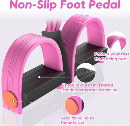 Pedal Resistance Band with Handles, 6-Tubes Natural Rubber Exercise Bands | Upgrade Foot Pedal Resistance Bands for Working Out, Multifunction Fitness Equipment for Abdomen, Waist, Arm, Leg, Pilates