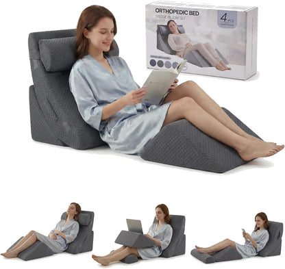 Axelrod Orthopedic Bed Wedge Pillow Set, Post Surgery Foam for Back, Neck and Leg Pain Relief Comfortable & Adjustable Ortho Pillows- Anti Snoring, Heartburn, Acid Reflux & GERD Sleeping Navy