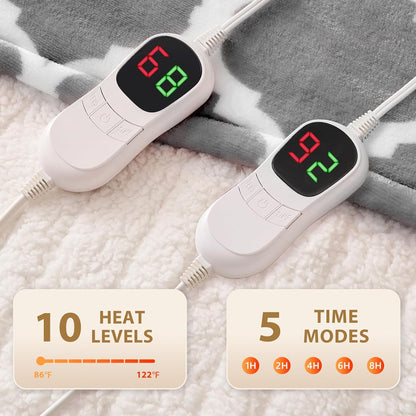Homemate Heated Blanket Electric Throw - 50“x60“ Heating Blanket with 10 Fast Heat Levels 8 Hours Auto Off Soft Cozy Flannel Over-Heated Protection ETL Certification Keep Warming in Home | Throw with 10 Fast Heat Levels 8 Hours Auto Off Over-Heated