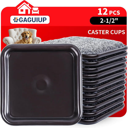 1 5/8" Round Carpet Bottom Furniture Caster Cups Furniture Coasters 24 Pack | Reusable Furniture Pads for Hardwood Floors, Carpet Sliders Floors Protectors to Tile or Laminate from Scratches, Brown/Gray