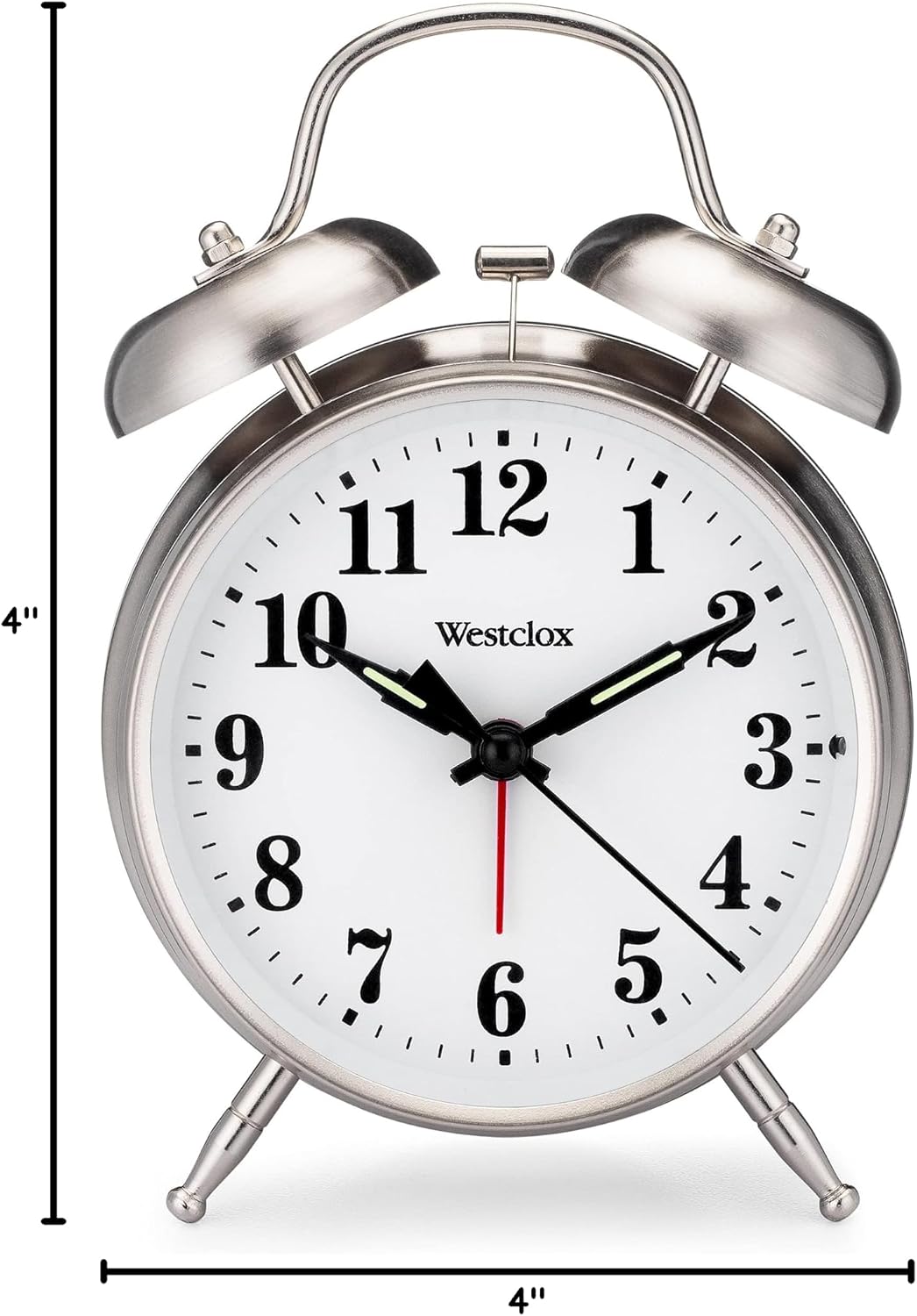 Westclox Big Ben Twin Bell Alarm Clock | Loud Alarm Clock for Heavy Sleepers | Battery Operated Clock with Backlight for Bedside Table, Bedroom, Kids Room, Desk (Gold, 4")