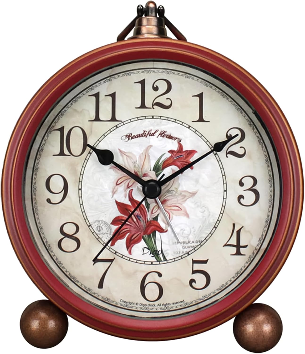 Maxspace 5.2in Analog Clock, Retro Silent Desk Clock Non-Ticking & Battery Operated with Quartz Movement,Clock Decor for Bedroom Living Room