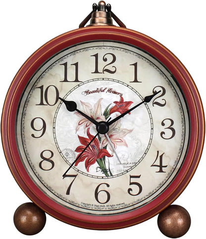 Maxspace 5.2in Analog Clock, Retro Silent Desk Clock Non-Ticking & Battery Operated with Quartz Movement,Clock Decor for Bedroom Living Room