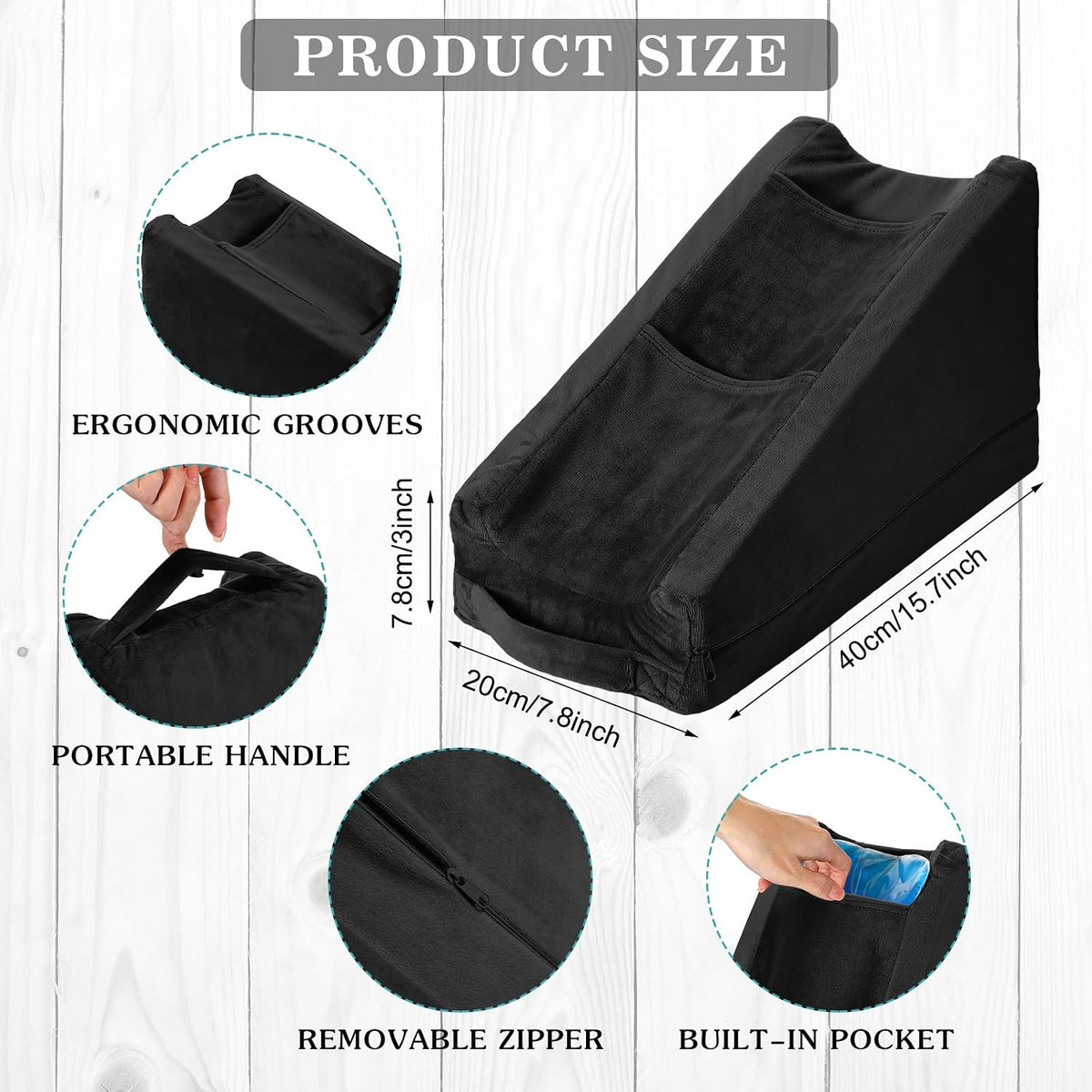 Buryeah Dark Gray Arm Elevation Pillow 2 Pocket, Plush Material