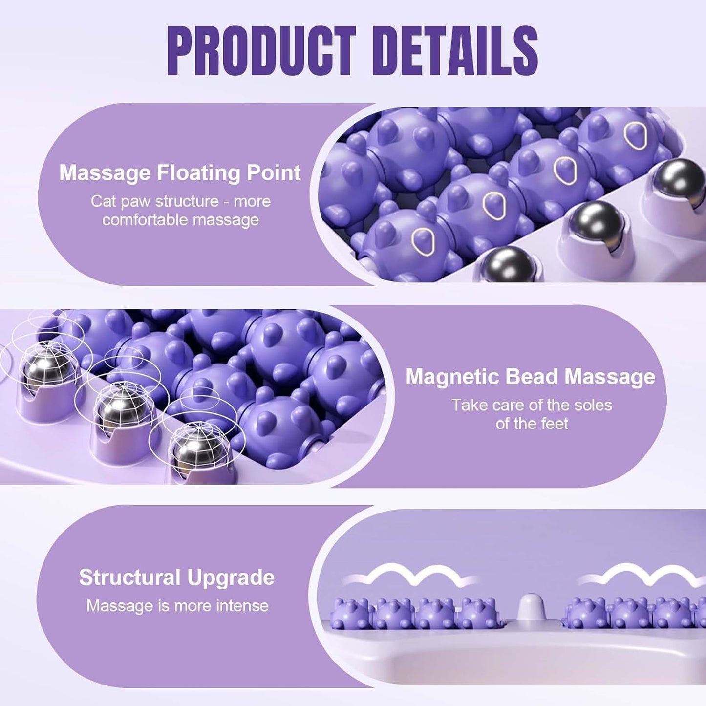 Foot Massage Roller, Portable Reflexology Massager for Relieve Pain from Plantar Fasciitis and Improved Circulation,Three Massage Techniques for Relax Muscles Suitable for Home Office Use (Purple)