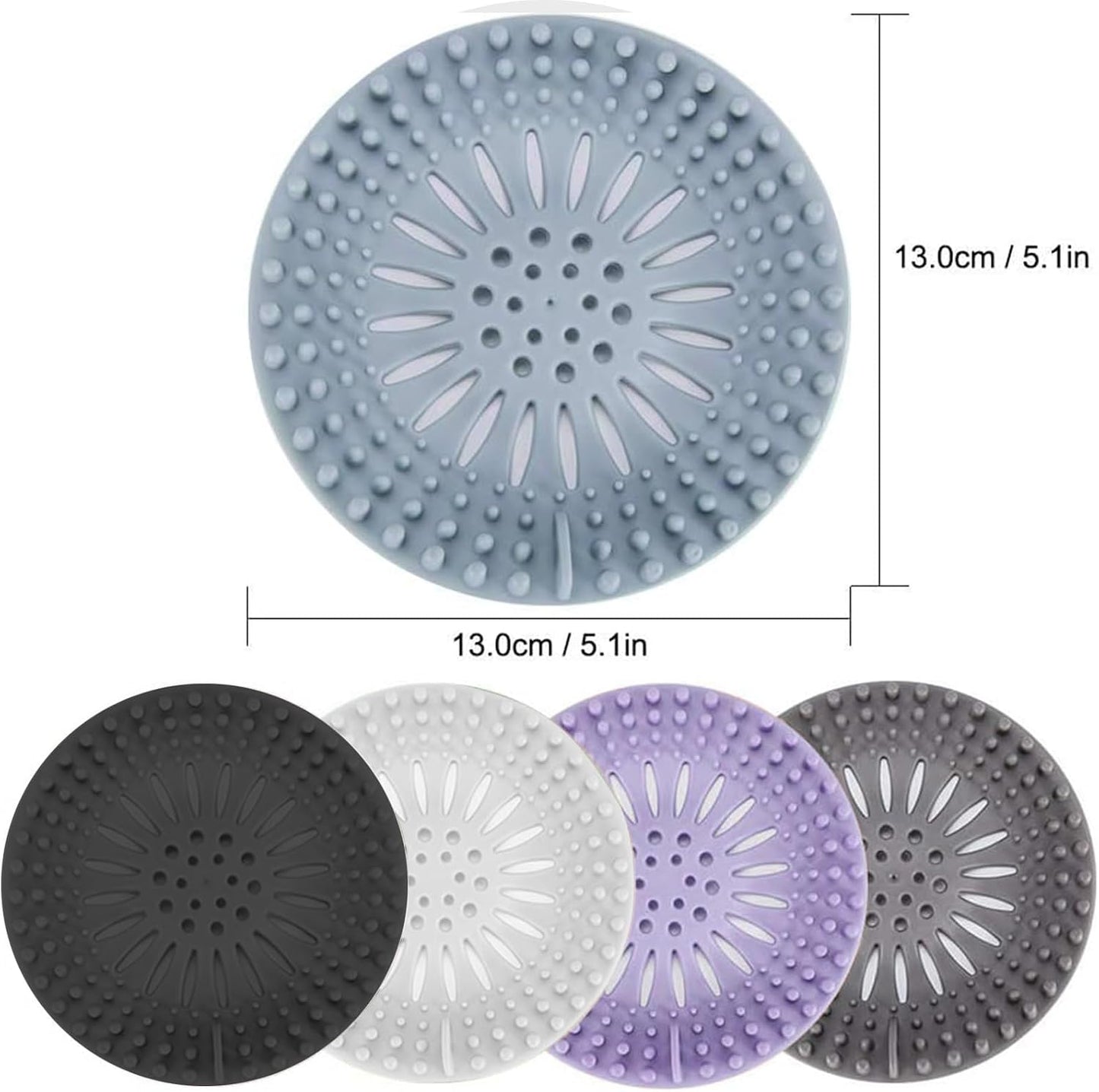 Gotega 5 Pack Sink Drain Strainer, Hair Catcher for Bathroom Tub Shower | Sink Hair Catcher Shower Drain Durable Silicone Hair Stopper Shower Drain Cover Hair Trap, Bathroom Sink Replacement