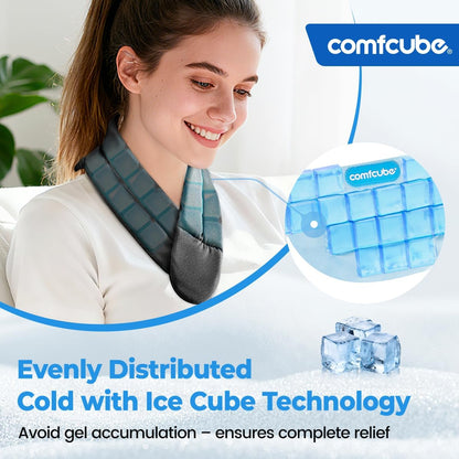Comfcube Neck Ice Pack Wrap for 2 Hours of Cool Relief | Soft, flexible gel wrap; ideal for neck pain, hot flashes & post-surgery recovery.