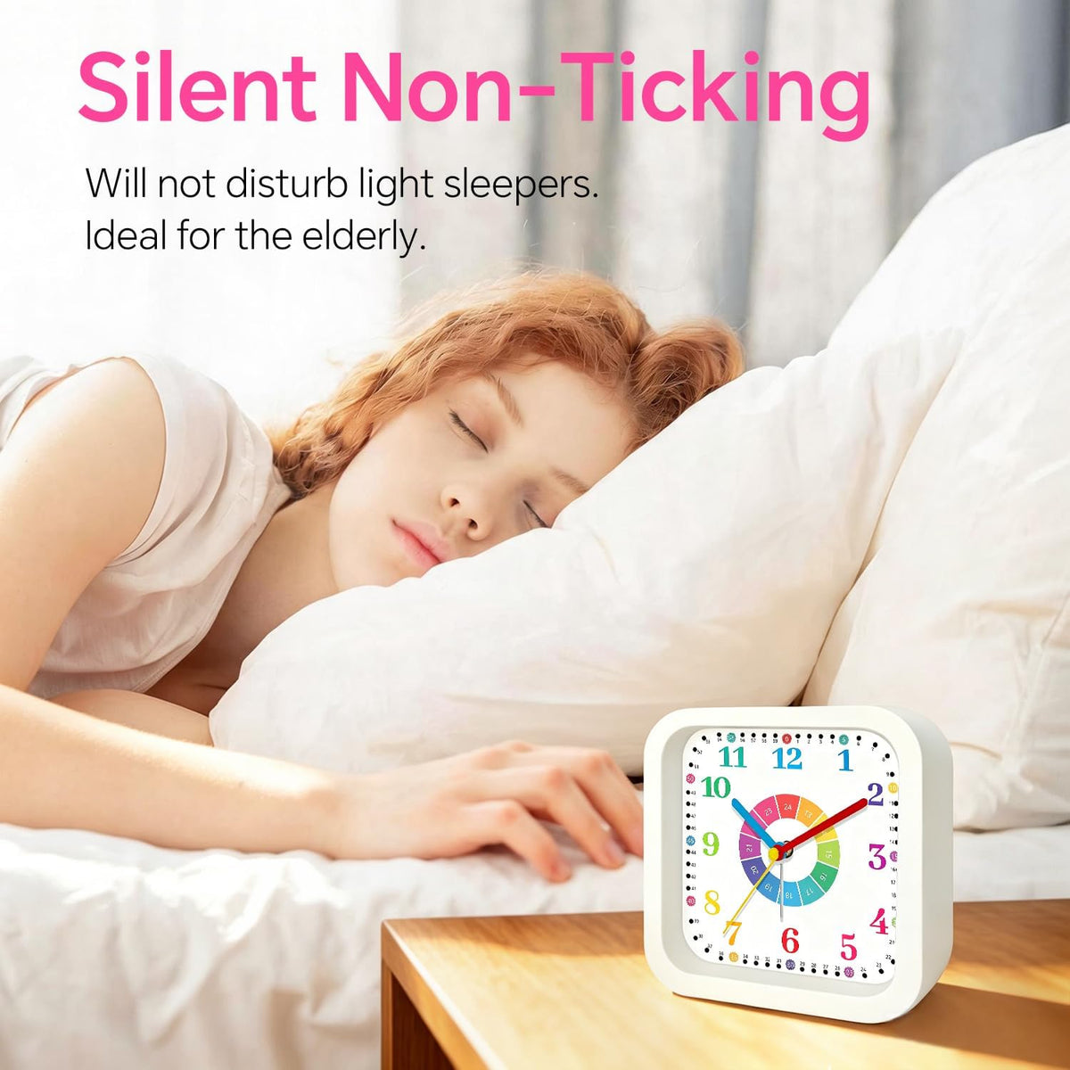 Loud Alarm Clock for Heavy Sleepers, 4.5" Simple Square Analog Alarm Clocks with Silent Movement Battery Operated Easy-to-Read Dial, Plastic Small Desk Clock for Bedroom Teens Seniors, Black