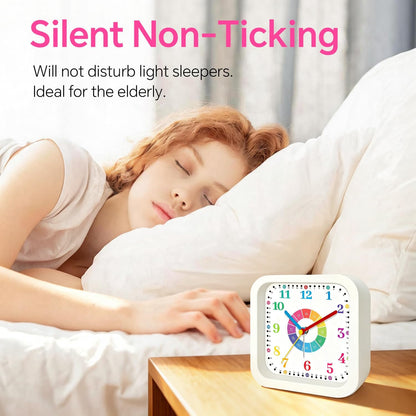 Loud Alarm Clock for Heavy Sleepers, 4.5" Simple Square Analog Alarm Clocks with Silent Movement Battery Operated Easy-to-Read Dial, Plastic Small Desk Clock for Bedroom Teens Seniors, Black