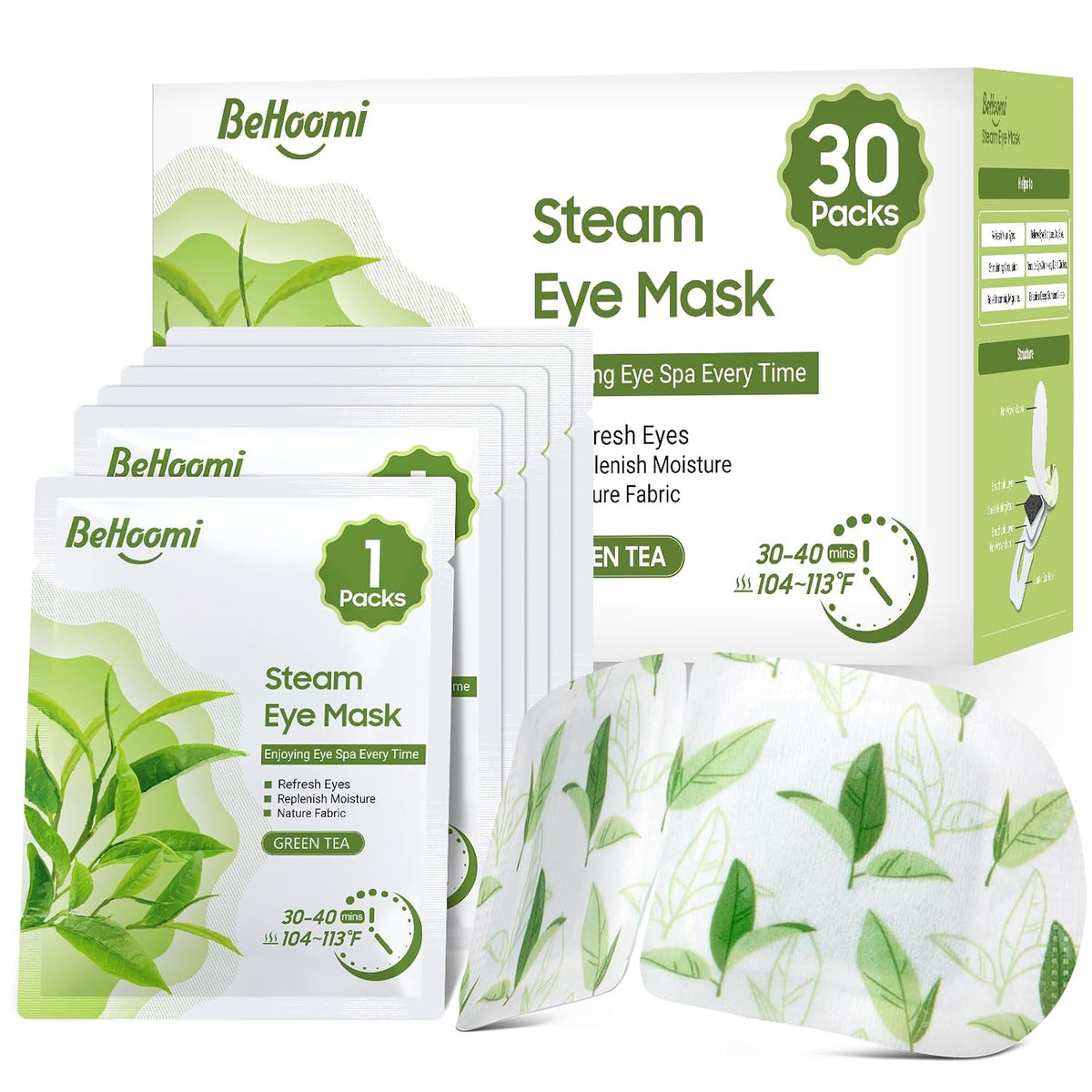 BeHoomi 30Packs Steam Eye Mask, Heated Eye Mask for Dry Eyes, Chamomile