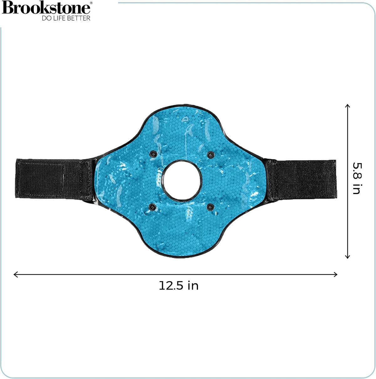 Brookstone Knee Ice Pack Wrap with Silica Beads - Hot & Cold Therapy for Pain Relief - Reusable Ice Packs for Knees for Swelling, Injuries & Post-Surgery Recovery, Ideal Mothers Day Gift, Azure Blue