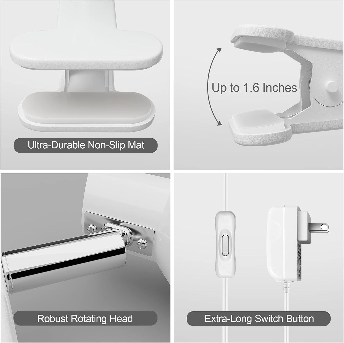 deeloop Clip On Light, 400LM Reading Lamp, Flexible Clamp Light, Black