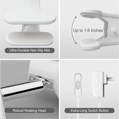 deeloop Clip On Light, 400LM Reading Lamp, Flexible Clamp Light, Black