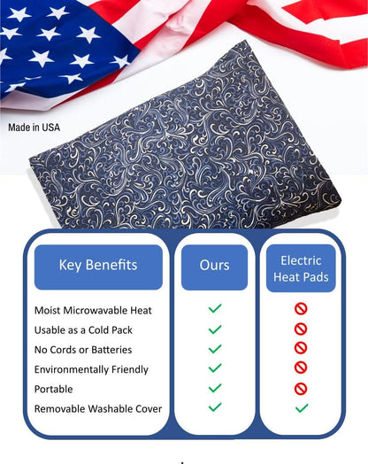 Microwavable Corn Filled Heating Pad and Cold Pack/Washable 100% Cotton Cover (Cross Hatch - Mint, 7.5in W x 11in L)