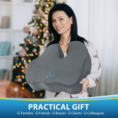 BlissTrends Memory Foam Seat Cushion for Office Chair & Car Seat, Black | 4.7in Ergonomic Tailbone & Sciatica Support with Removable Velvet Cover for Pressure Relief and Long Sitting Comfort