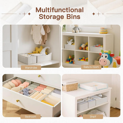 Drawer Organizer Clothes, 10 Pack Dresser Organizer for Baby Clothes, Underwear, Sock- Foldable Closet Organization and Storage Dividers Bins for Nursery, Bedroom (Beige)