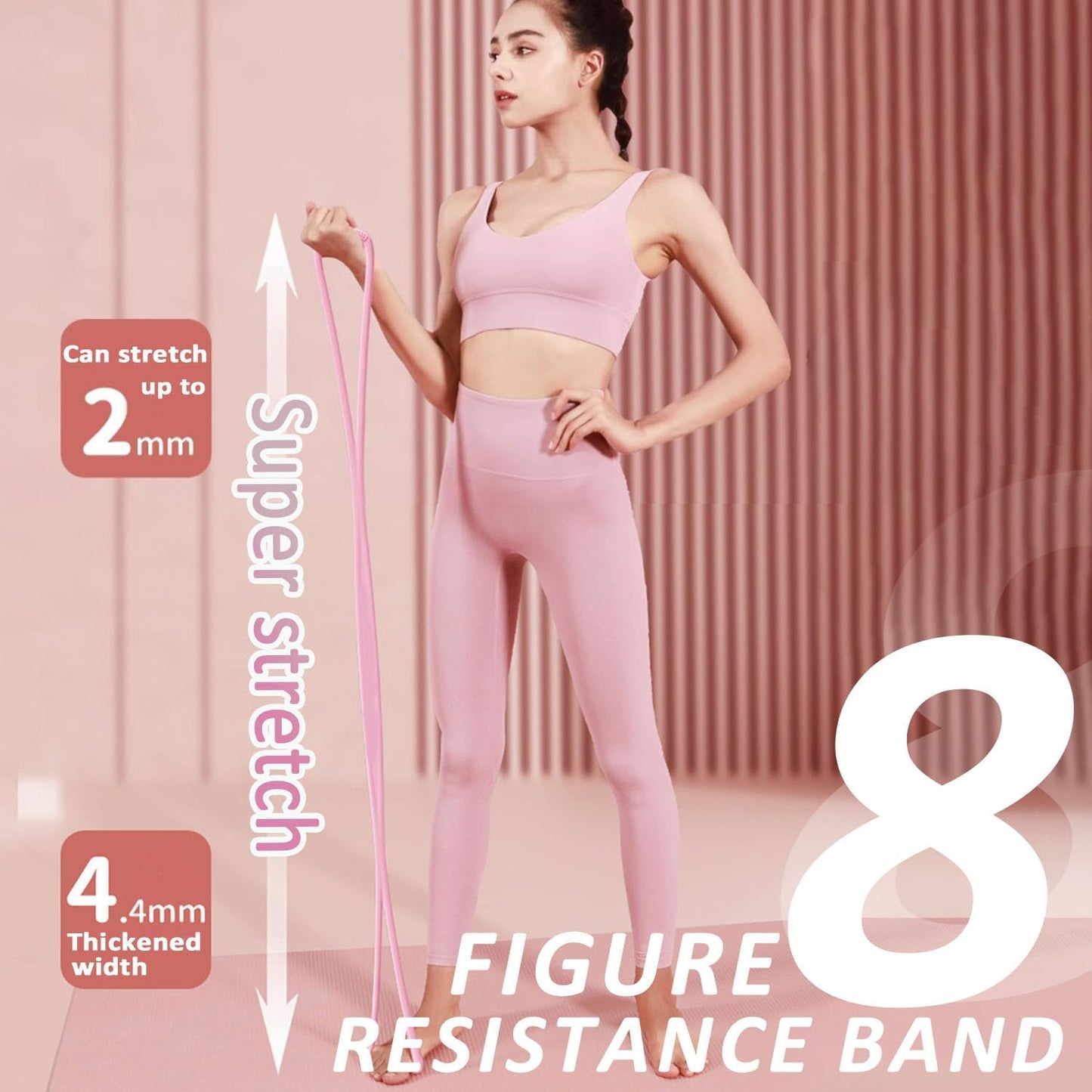 Figure 8 Resistance Bands for Women & Men – 15LB Silicone Pull Rope for Shoulder, Back & Arm Workout – Non-Slip Handles, Home Gym, Yoga & Physical Therapy – Toning, Posture Correction