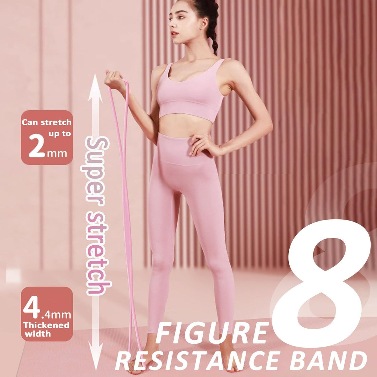 Figure 8 Resistance Bands for Women & Men – 15LB Silicone Pull Rope for Shoulder, Back & Arm Workout – Non-Slip Handles, Home Gym, Yoga & Physical Therapy – Toning, Posture Correction