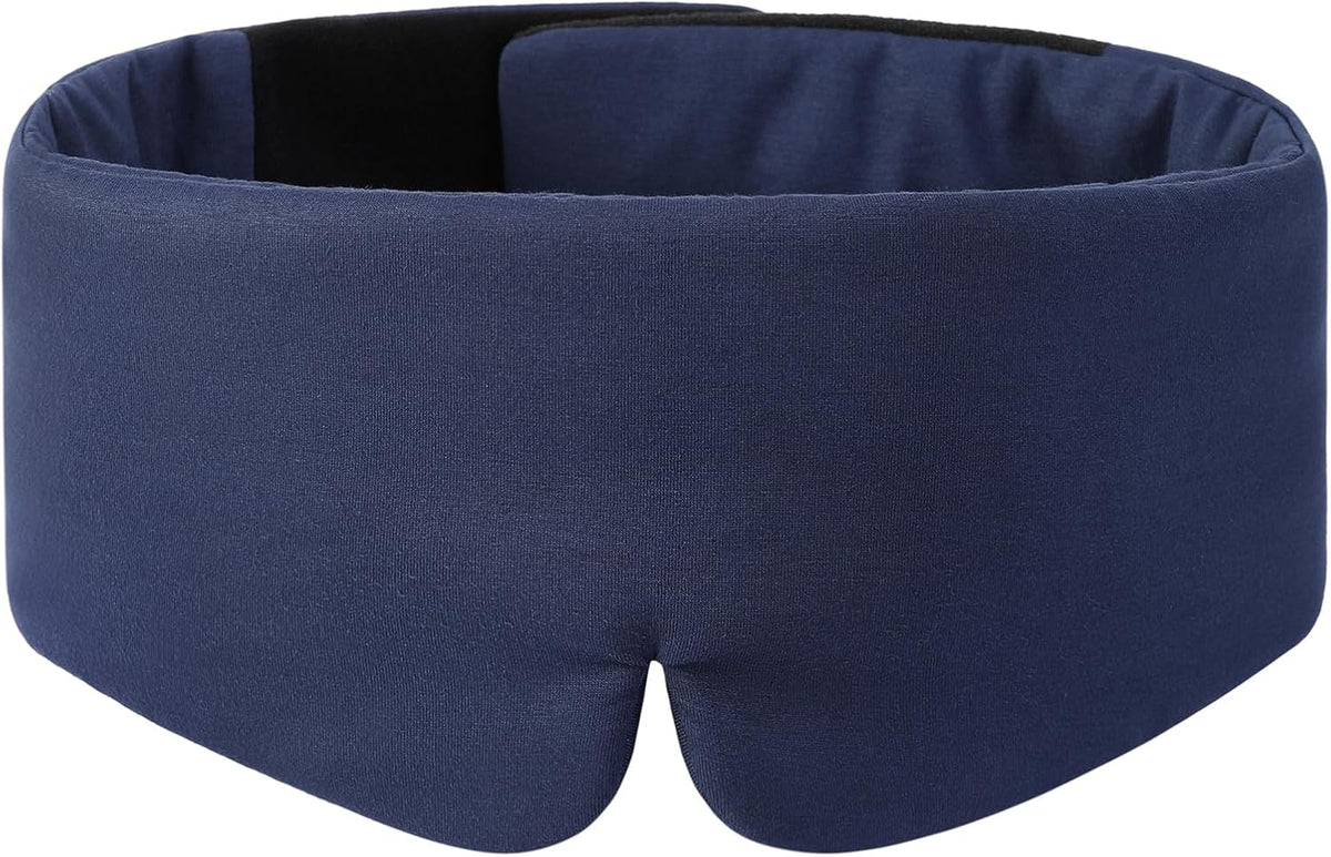 ALASKA BEAR Wraparound Style Organic Cotton Eye Mask with Padded Nose, Big Wide Headband and Large Coverage Ear Muff Sleeping Mask with Bottom Flap for Full Blackout, Dark Grey