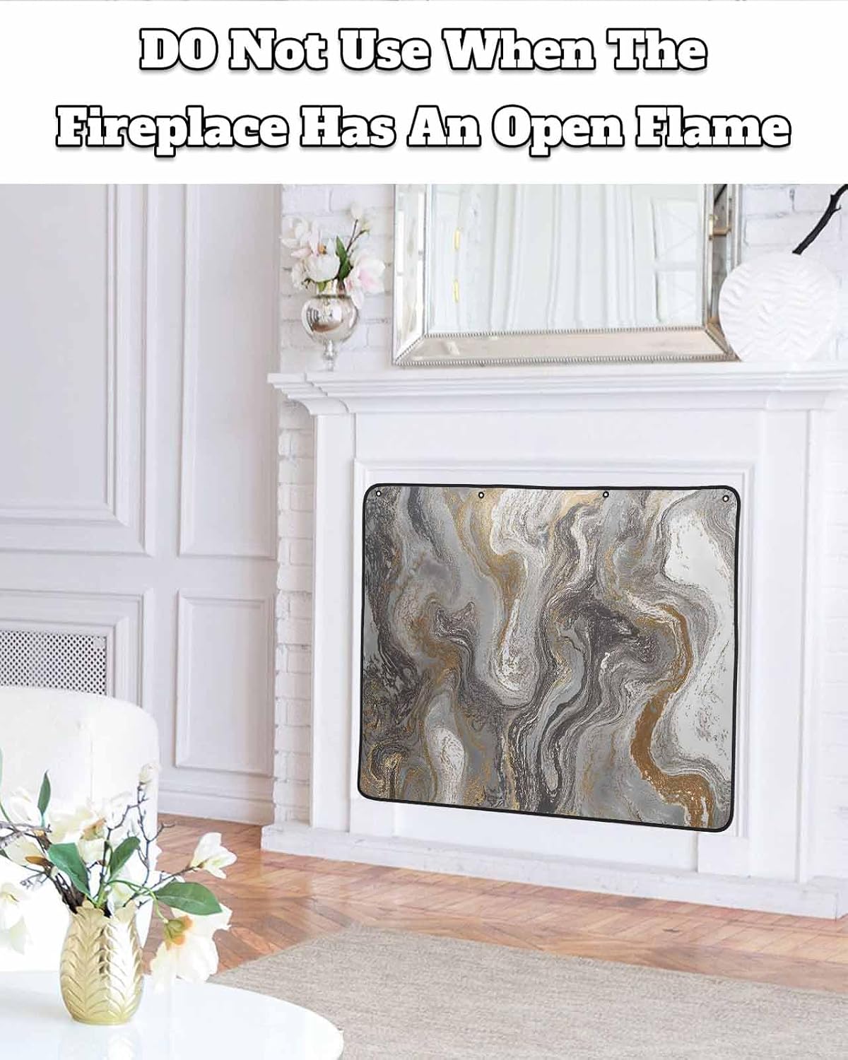 Magnetic Fireplace Cover Sage Green Marble Fireplace Screen Decorative Abstract Fluid Art Insulation Fireplaces Blocker Blanket Save Energy Fireplaces Draft Stopper Covers for Living Room 36x30 Inch