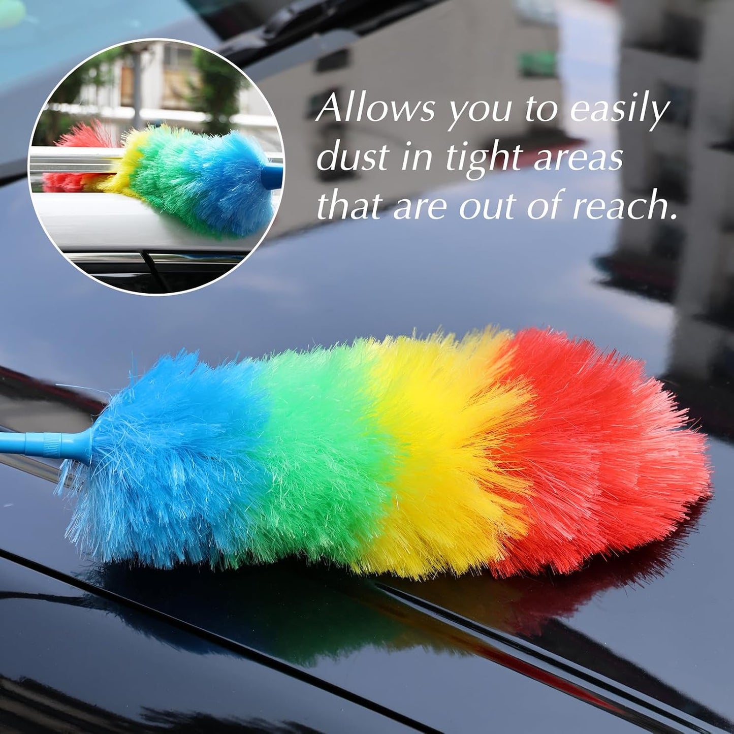 4PCS Microfiber Duster Kit, 3 in 1 Microfiber Dusters Retractable Gap Dust Cleaner and Chenille Duster with 83 inches Extra Long Extension Pole for Cleaning Ceiling Fan, High Ceiling