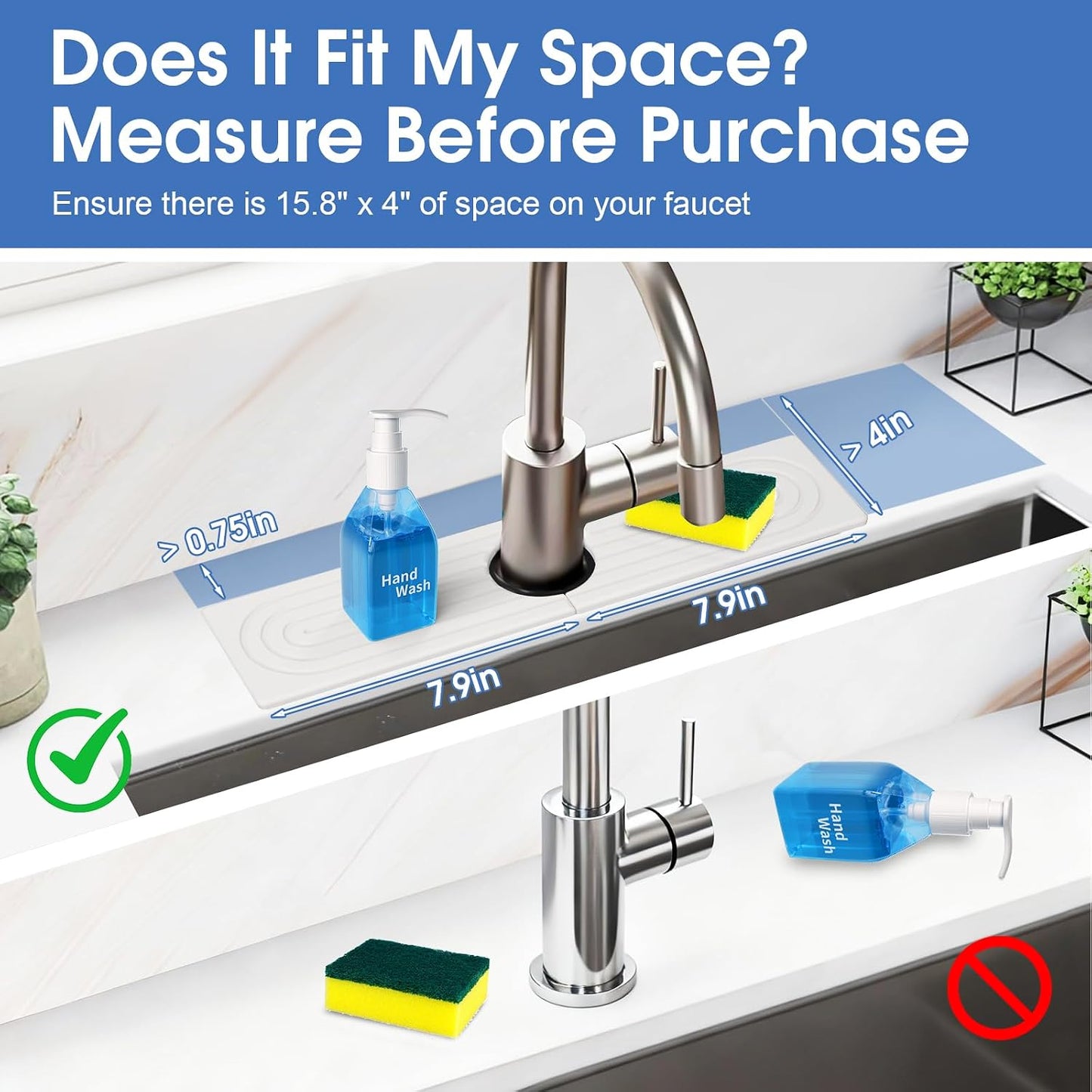 24 Inch Kitchen Sink Splash Guard, Sink Splash Guard Behind Faucet, Silicone Faucet Handle Drip Catcher Tray Mat for Kitchen, Bathroom Counter, Dark Gray, 23.6" x 4"
