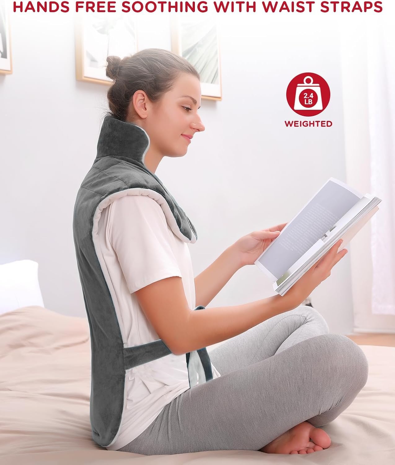 Comfytemp Heating Pad for Back Neck Shoulders, Weighted Electric Heated Pad for Snug Fit, Fathers Day Gift, FSA Eligible Extra Large Wearable Heat Pad for Dad Mom Husband Women Men, Auto-Off, 22"x33"