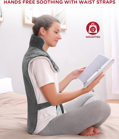 Comfytemp Heating Pad for Back Neck Shoulders, Weighted Electric Heated Pad for Snug Fit, Fathers Day Gift, FSA Eligible Extra Large Wearable Heat Pad for Dad Mom Husband Women Men, Auto-Off, 22"x33"