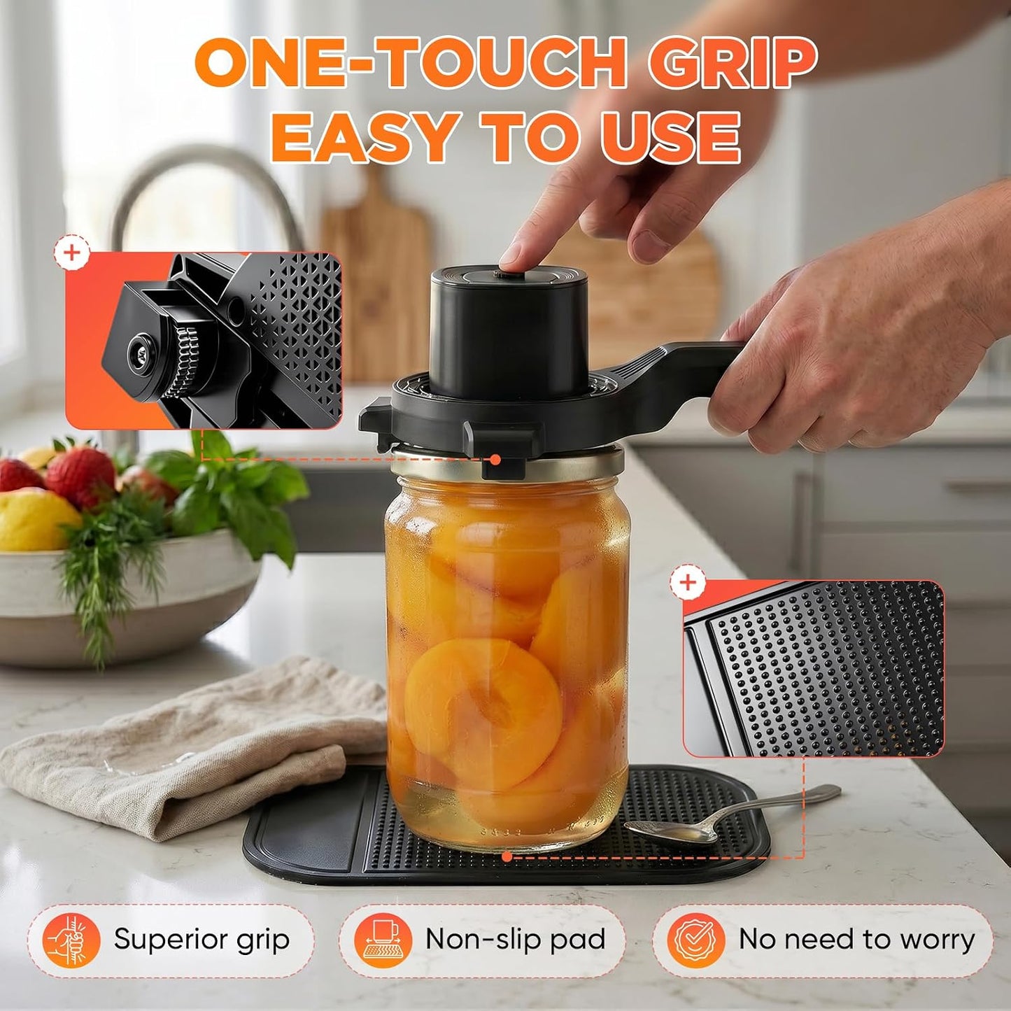 Stillstorm Electric Jar Opener, Bottle Opener whith Automatic locking | Jar opener with Gripper Pad, Multifunctional for Seniors &Weak Hands & Kids, Gift for Mother